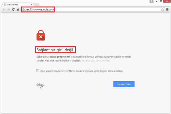 bağlantınız gizli değil hatası çözümü